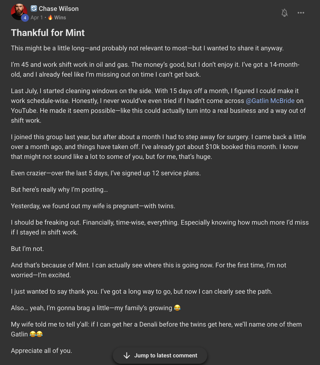 MiNT member community win